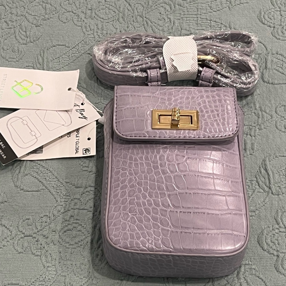 Street Level Croc-Embossed Belt Bag lilac